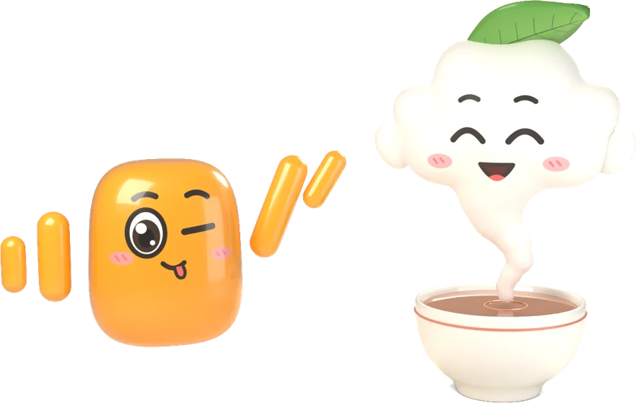 찻잔에서 피어난 모락이와 목소리 조각 도란이가 손을 흔드는 그림